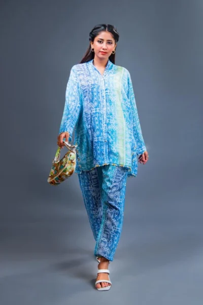 Sky Blue | Stitched 2 Piece Malai Lawn By MOOD